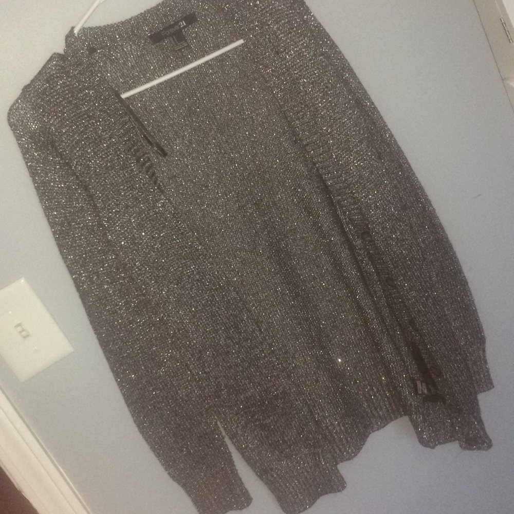 Gray sparkly button down sweater